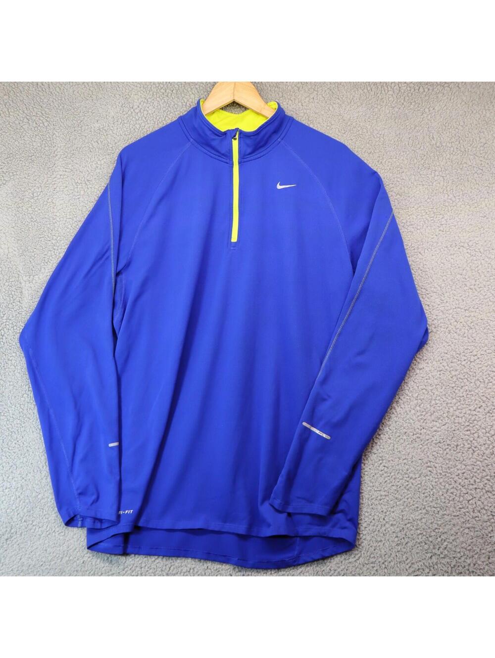 Nike Running Dri-Fit Element 1/4 Zip Men Medium Blue Neon